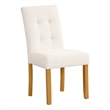 Pemberly Row Dining Chair Set of 2 with Wood Frame in Cream Linen Woven Texture