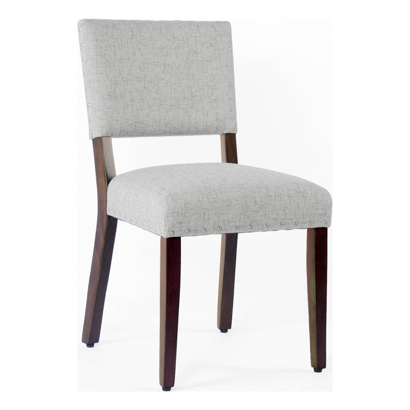 Pemberly Row Dining Side Chair Set of 2 w/ Padded Open Back in Gray Woven Fabric