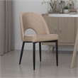 Pemberly Row Dining Chair 2Pc in Light Taupe Faux Leather with Cut Out Backrest
