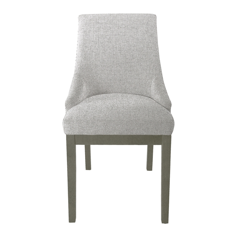 Pemberly Row Side Dining Chair with Barrel Curved Back in Gray Textured Fabric