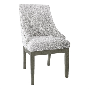Pemberly Row Side Dining Chair with Barrel Curved Back in Gray Textured Fabric