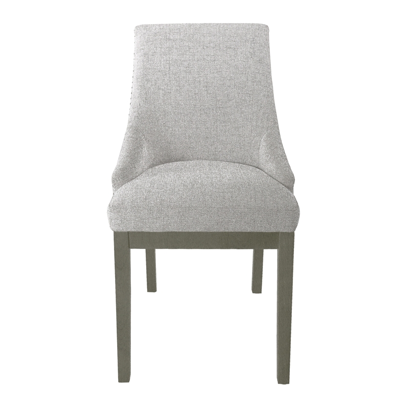Pemberly Row Side Dining Chair with Barrel Curved Back in Gray Textured Fabric