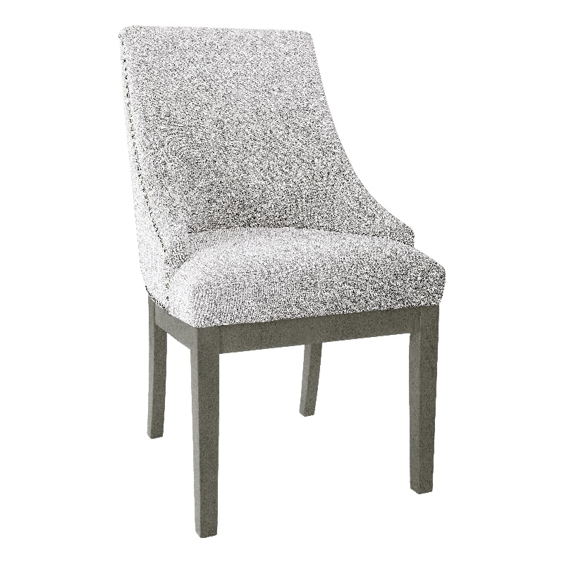 Pemberly Row Side Dining Chair with Barrel Curved Back in Gray Textured Fabric