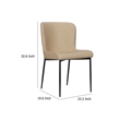 Pemberly Row Dining Chair 2Pc in Sand Brown Faux Leather with Black Metal Legs