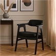 Pemberly Row Dining Armchair with Curved Back in Black Birch Wood & Faux Leather
