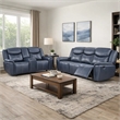 Pemberly Row 2 Piece Power Reclining Sofa and Loveseat Set in Blue Faux Leather