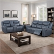 Pemberly Row 2 Piece Power Reclining Sofa and Loveseat Set in Blue Faux Leather