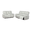 Pemberly Row 2 Piece Power Reclining Sofa and Loveseat Set in Ivory Faux Leather