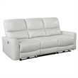 Pemberly Row 2 Piece Power Reclining Sofa and Loveseat Set in Ivory Faux Leather