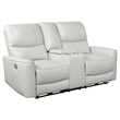 Pemberly Row 2 Piece Power Reclining Sofa and Loveseat Set in Ivory Faux Leather
