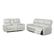 Pemberly Row 2 Piece Power Reclining Sofa and Loveseat Set in Ivory Faux Leather