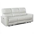 Pemberly Row 2 Piece Power Reclining Sofa and Loveseat Set in Ivory Faux Leather