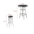 Pemberly Row 3 Pc Retro Bar Table Set with Round Black Top & 2 Stools in Chrome