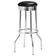 Pemberly Row 3 Pc Retro Bar Table Set with Round Black Top & 2 Stools in Chrome