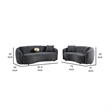 Pemberly Row 2 Piece Sofa and Loveseat Set with Gold Trim in Dark Gray Velvet