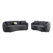 Pemberly Row 2 Piece Sofa and Loveseat Set with Gold Trim in Dark Gray Velvet