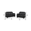 Pemberly Row 2 Piece Sofa and Loveseat Set in Black Faux Leather with Soft Foam