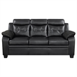 Pemberly Row 2 Piece Sofa and Loveseat Set in Black Faux Leather with Soft Foam