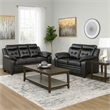 Pemberly Row 2 Piece Sofa and Loveseat Set in Black Faux Leather with Soft Foam
