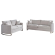 Pemberly Row 2 Piece Sofa and Loveseat Set with 4 Pillows in Beige Velvet