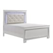 Pemberly Row 4Pc Queen Size Bedroom Set w/ Button Tufting & Mirror Trim in White
