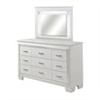 Pemberly Row 4Pc Queen Size Bedroom Set w/ Button Tufting & Mirror Trim in White