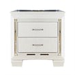 Pemberly Row 4Pc Queen Size Bedroom Set w/ Button Tufting & Mirror Trim in White