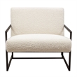 Pemberly Row Accent Armchair in Bone White Boucle Textured Fabric w/ Metal Legs