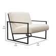 Pemberly Row Accent Armchair in Bone White Boucle Textured Fabric w/ Metal Legs