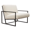 Pemberly Row Accent Armchair in Bone White Boucle Textured Fabric w/ Metal Legs