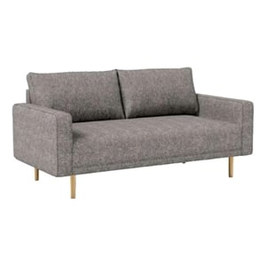 Pemberly Row 83&quot Sofa in Gray Boucle with Bench Style Seat and Track Arms