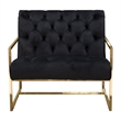 Pemberly Row Accent Armchair in Black Tufted Velvet with Angled Seat & Gold Legs