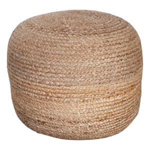 Pemberly Row 19&quot Round Ottoman Pouf in Natural Brown Jute Fiber