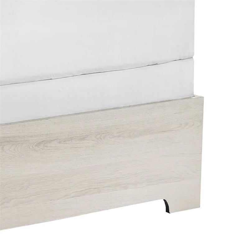 Pemberly Row Full Platform Bed with Panel Headboard in Low Profile White Wood