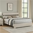 Pemberly Row King Platform Bed with Panel Headboard in Low Profile White Wood