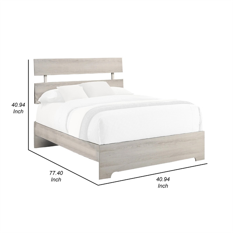 Pemberly Row Twin Platform Bed with Panel Headboard in Low Profile White Wood