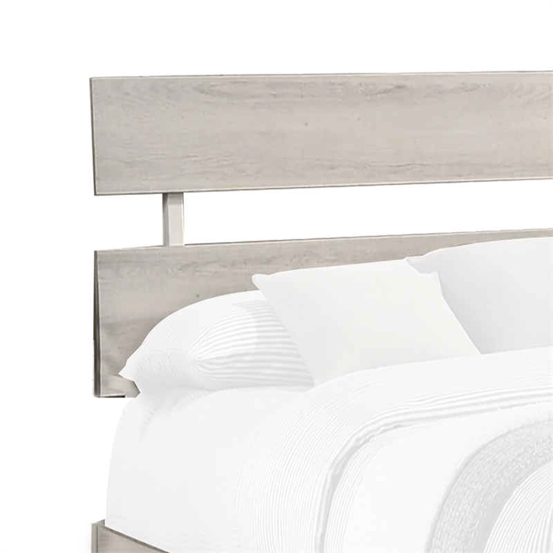 Pemberly Row Twin Platform Bed with Panel Headboard in Low Profile White Wood