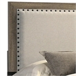 Pemberly Row Queen Panel Bed with Nailhead Trim in Ivory Fabric and Gray Wood