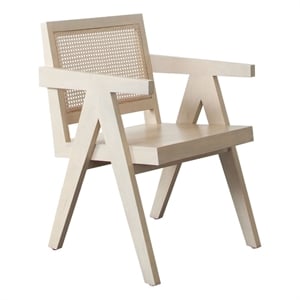 Pemberly Row 24&quot Dining Armchair with Cane Backrest in Natural Brown Mango Wood