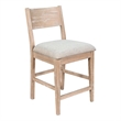 Pemberly Row Counter Height Chair Set of 2 w/ Gray Cushion in Natural Brown Wood