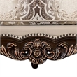 Pemberly Row Armchair with Lumbar Pillow in Beige Fabric & Carved Cherry Wood