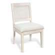 Pemberly Row Dining Chair Set of 2 with Rattan Back in Beige and Light Gray Wood