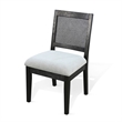 Pemberly Row Dining Chair Set of 2 with Rattan Back in Beige & Black Mindi Wood