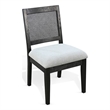 Pemberly Row Dining Chair Set of 2 with Rattan Back in Beige & Black Mindi Wood