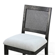 Pemberly Row Dining Chair Set of 2 with Rattan Back in Beige & Black Mindi Wood
