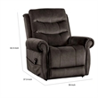 Pemberly Row Power Lift Chair w/ Heat & Massage in Dark Gray Fabric w/ USB Port