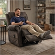 Pemberly Row Power Lift Chair w/ Heat & Massage in Dark Gray Fabric w/ USB Port