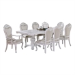 Pemberly Row 9 Piece Dining Set with White Wood Table and 8 Faux Leather Chairs