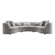 Pemberly Row 3 Piece Curved Sectional Sofa with 9 Pillows in Gray Boucle Fabric