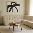 Pemberly Row 5Pc Sectional Sofa - Sand Beige Fabric w/ Scooped Seat Grid Tufting